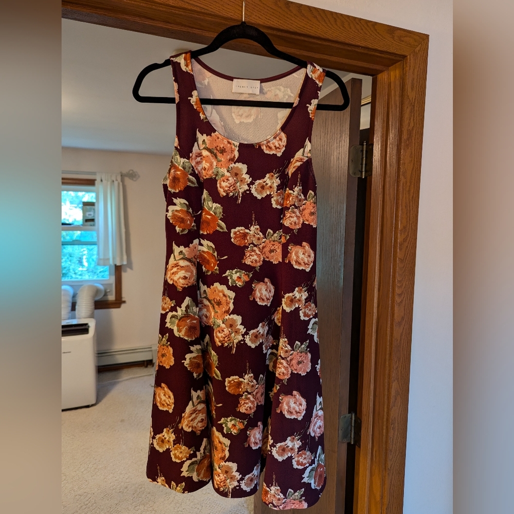 French Grey Floral Dress (Large)